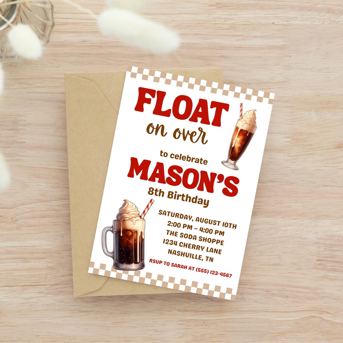 Root Beer Float Birthday Invitation: Ice Cream Party Invite - Etsy