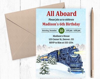 All Aboard, Train Party Invitation, Train Invitation, Train Party,  Train Birthday, Birthday Express