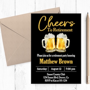 Cheers to Retirement Party Invitation with Beer