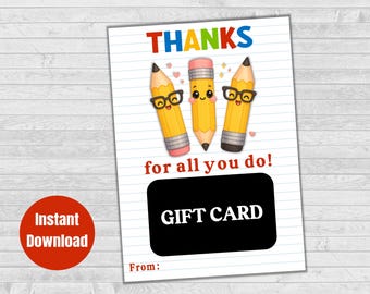 Gracias por todo lo que haces, titular de la tarjeta de regalo, titular de la tarjeta de regalo para maestros, titular de la tarjeta de regalo para maestros, regalo para maestros, tarjeta de regalo