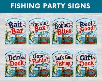 Fishing Party Sign Bundle, Fishing Party, Printable Fishing Party Signs, Bait Bar, Drink Dock, Instant Download