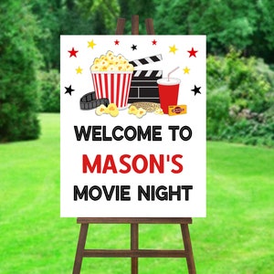 Movie Night Welcome Sign , Movie Party, Movie Night Birthday, Backyard Movie Party, Movie Birthday Party