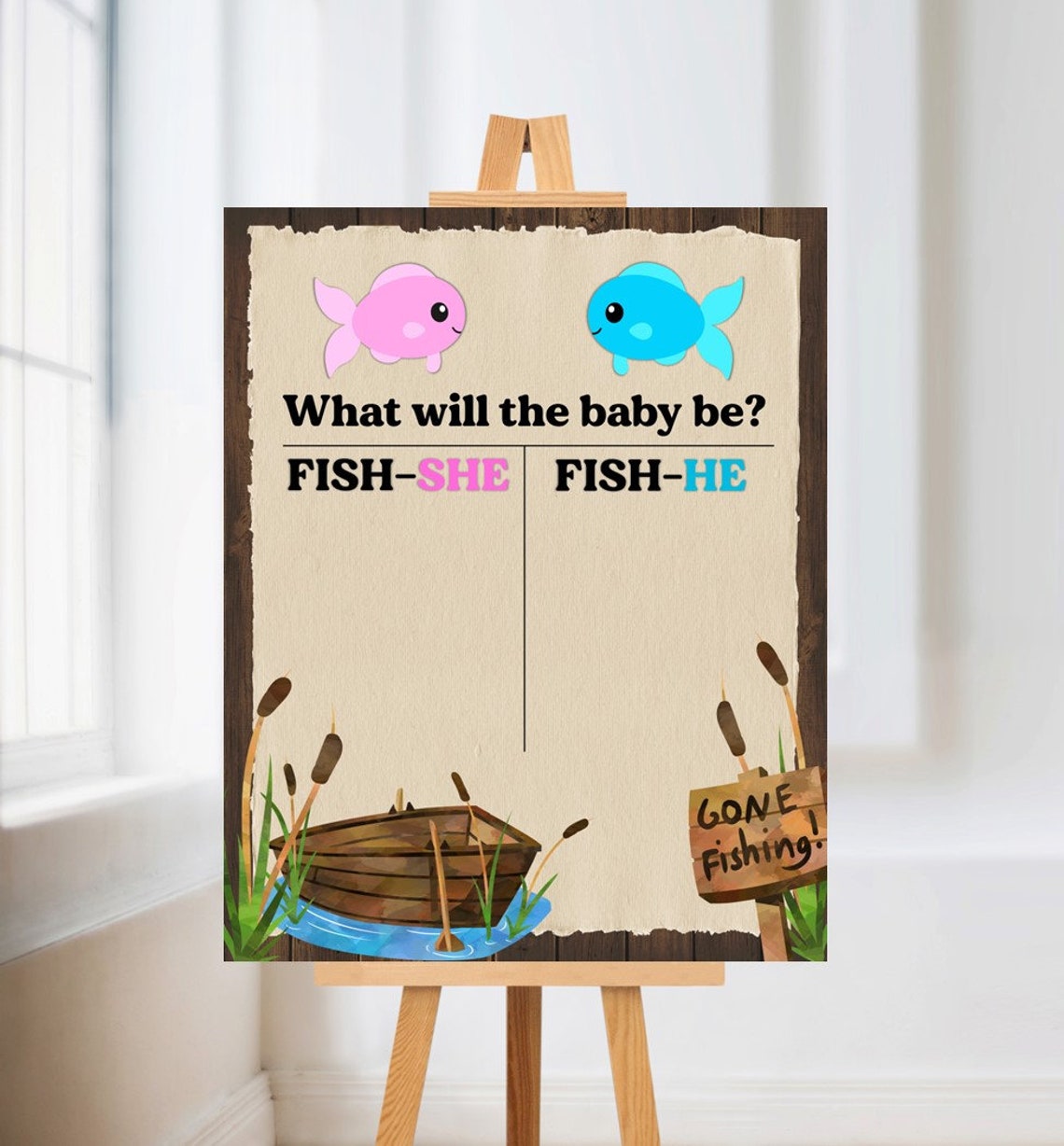 Fish Gender Reveal Sign: Cast Your Vote, Fishing Theme - Etsy
