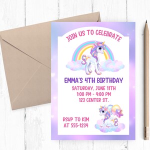 Rainbow Unicorn Birthday Invitation: Unicorn Party