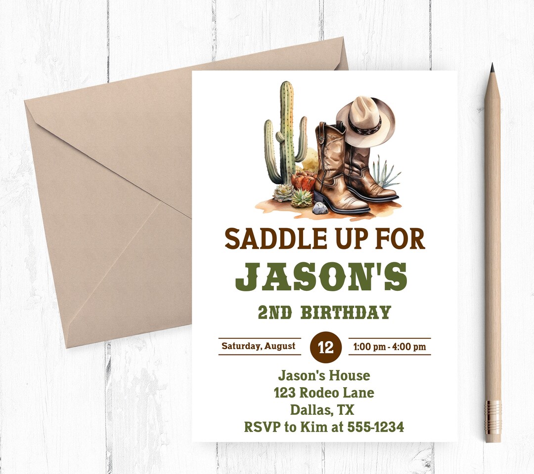 Cowboy Birthday Invitation: Western Rodeo Party - Etsy, image size:1080x960