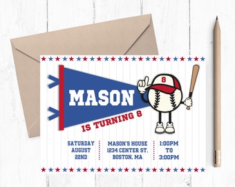 Vintage Baseball Birthday Invitation: Party Invites