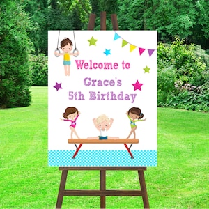 Gymnastics Birthday Welcome Sign: Personalized Gymnastics Party