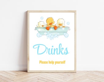 Little Duckling Baby Shower ,Little Duckling Baby Shower Sign,  Duck Baby Shower, Drinks Sign