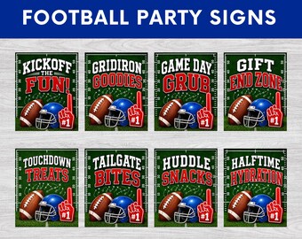 Football Party Sign Bundle, Football Party, Printable Football Party Signs, Tailgate Bites, Huddle Snacks, Instant Download