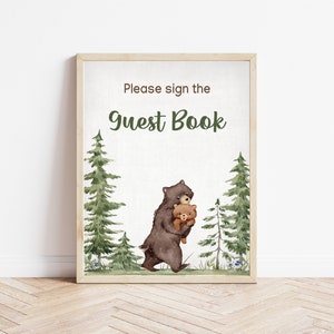 Mama Bear Baby Shower, Woodland Baby Shower, Forest Baby Shower, Bear Cub Baby Shower, Guest Book