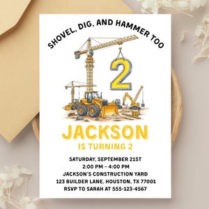 Construction Birthday Invitation: Dump Truck Party, Editable Text