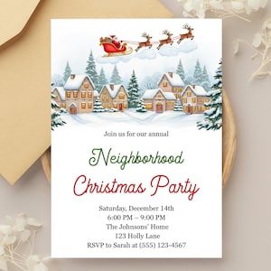 Neighborhood Christmas Party Invites, Neighborhood Party Invitations, Holiday Block Party Invite
