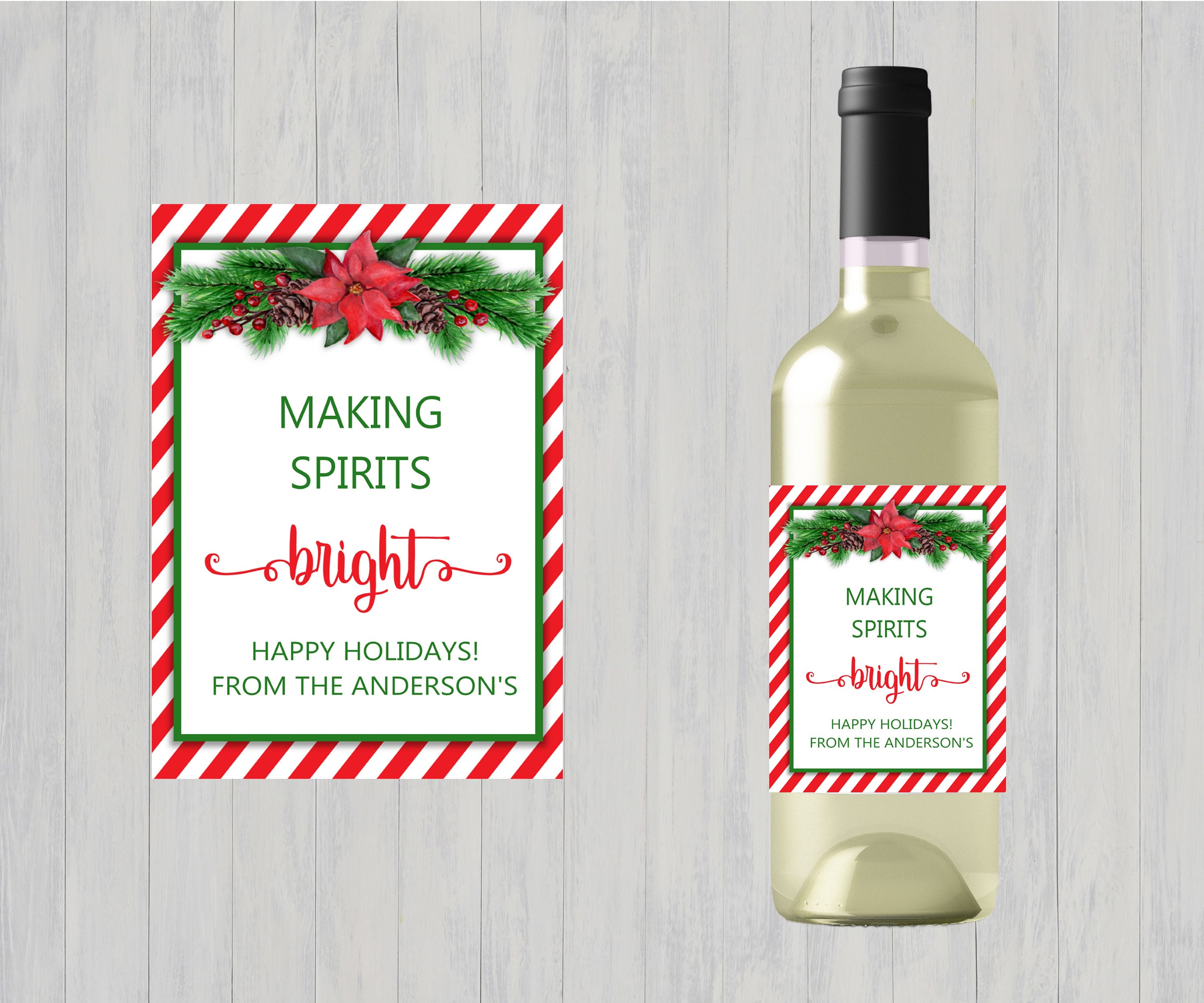 Holiday Wine Labels - Etsy