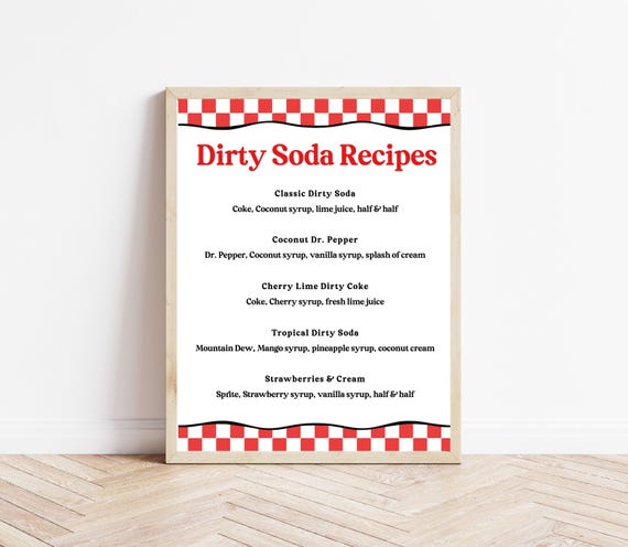 Dirty Soda Recipe Sign: Soda Bar, Ready To Pop Baby Shower