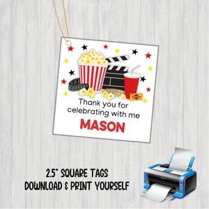 Etiquetas personalizadas para recuerdos de noche de cine: Fiesta de cumpleaños