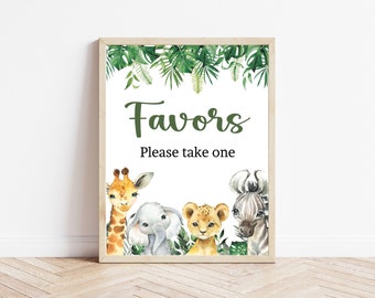 Jungle Baby Shower Favor Sign: Safari Animals