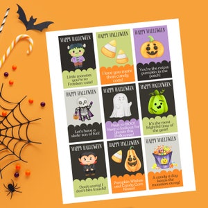 Cartes d'Halloween pour enfants, Cartes d'Halloween pour boîte à lunch, Cartes d'Halloween à imprimer, Cartes d'Halloween pour enfants
