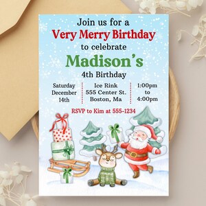 Christmas Birthday Invitation: Santa Holiday Party