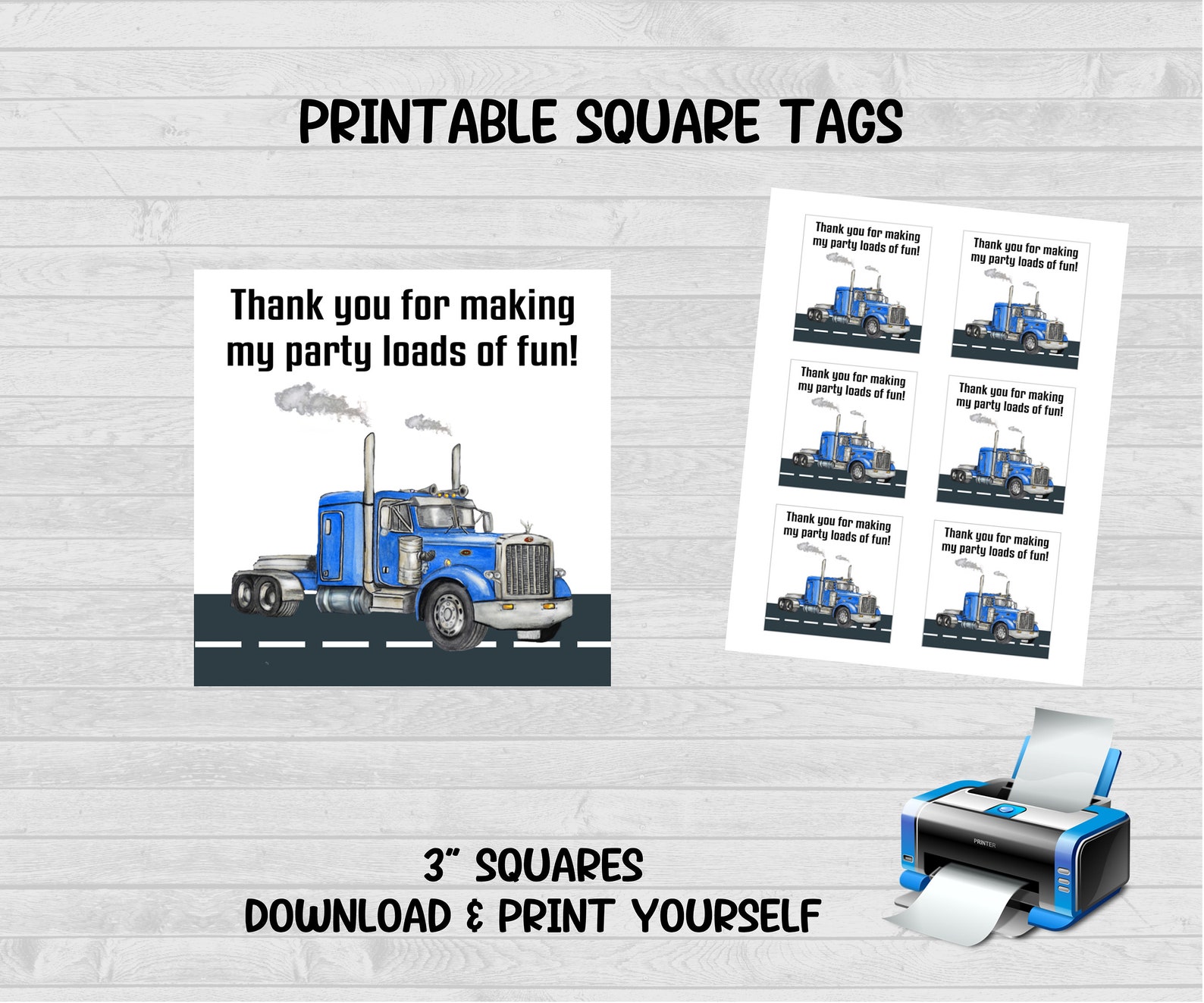 Semi Truck Favor Tags Semi Truck Birthday Semi Truck Party Etsy