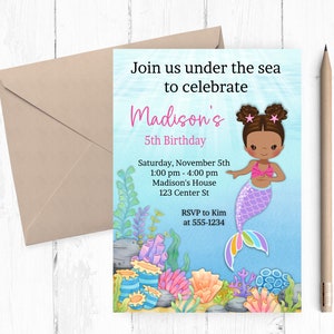Mermaid Birthday Invitation: Under The Sea Party