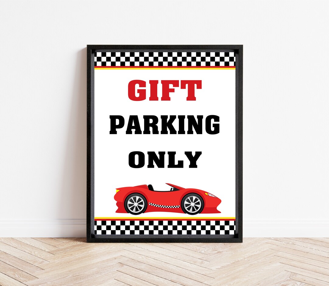 Race Car Gift Sign, Race Car Party Sign, Race Car Party Décor, Red Race