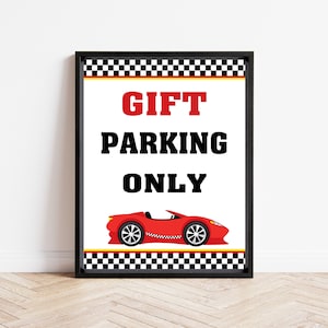 Letrero rojo de fiesta de carreras: decoración de estacionamiento para regalar