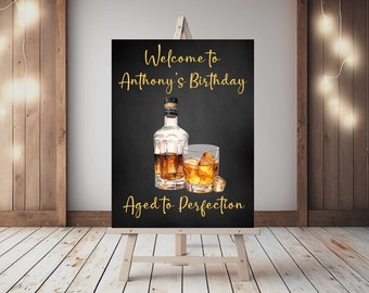 Whiskey Party Sign, Whiskey Party, Cocktail Party, Adult Birthday Party, Aged to Perfection Sign, Aged to Perfection Party