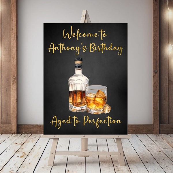 Whiskey Party Sign, Whiskey Party, Cocktail Party, Adult Birthday Party, Aged to Perfection Sign, Aged to Perfection Party