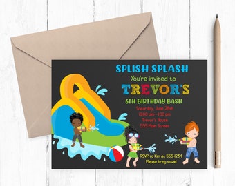 Water Slide Invitation, Water Slide Party, Water Slide Birthday