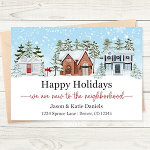 Happy Holidays New to the Neighborhood Card, New Address Card, Moving Announcement, New Neighbor Announcements, new neighbor cards