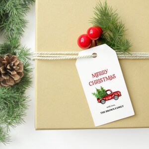 Christmas Red Truck Tags, Christmas Gift Tags, Christmas Tag, Holiday Gift Tag, Red Truck Tags