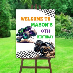Monster Truck Welcome Sign, Monster Truck Party, Monster Truck Birthday, Monster Truck Poster, Monster Trucks