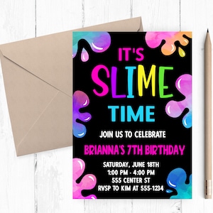 Slime Invitation, Slime Birthday, Slime Party, Slime Birthday Invitation, Slime Party Invitation, Girl Slime Party