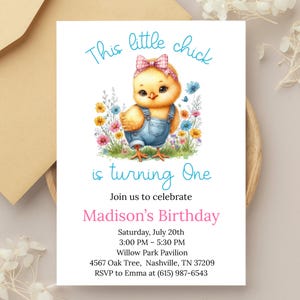 Little Chick Birthday Invitation: Customizable Party Invite