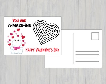 Mail for Students, Postcard for Students , Note From Teacher, Teacher Postcards,  Maze for Kids, Valentine's Day, Snowman