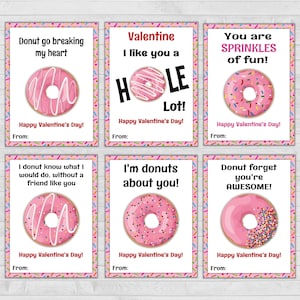 Donut Valentine&#39;s Day Cards: Kids Classroom Printables