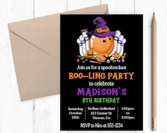 Halloween Boo-ling Party Invitation, Halloween Bowling Party, Bowling Birthday, Bowling Invitation, Bowling Alley Party, Halloween Party