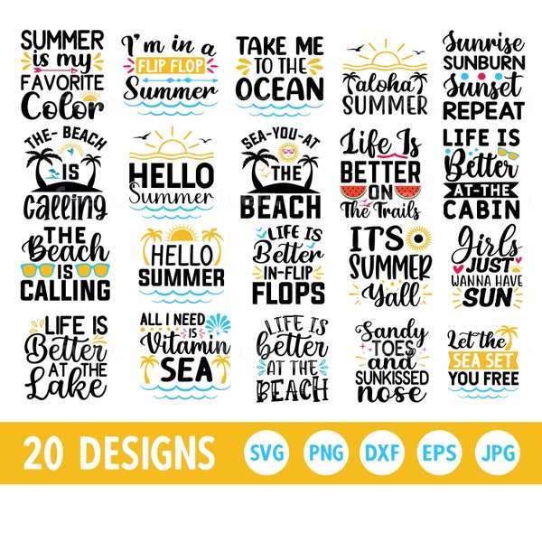 Summer SVG Bundle, Beach Svg,  Summer time Svg