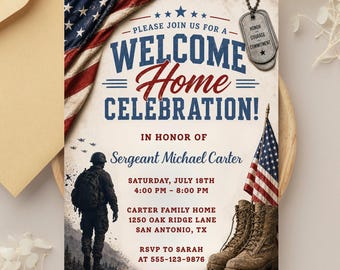 Military Welcome Home Party Invitation, Welcome Home Party, Welcome Home Deployment, Military Homecoming, Welcome Home Soldier