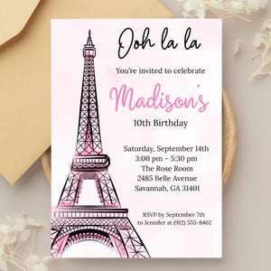 Paris Birthday Invitation: Eiffel Tower Party, Oh La La Theme