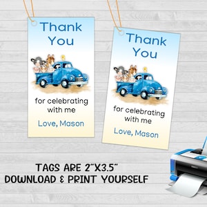 Blue Truck Party Tags, Blue Truck Birthday Party, Blue Truck Birthday, Blue Truck Favor Tags, Blue Truck Party Tags, Blue Truck Gift Tags
