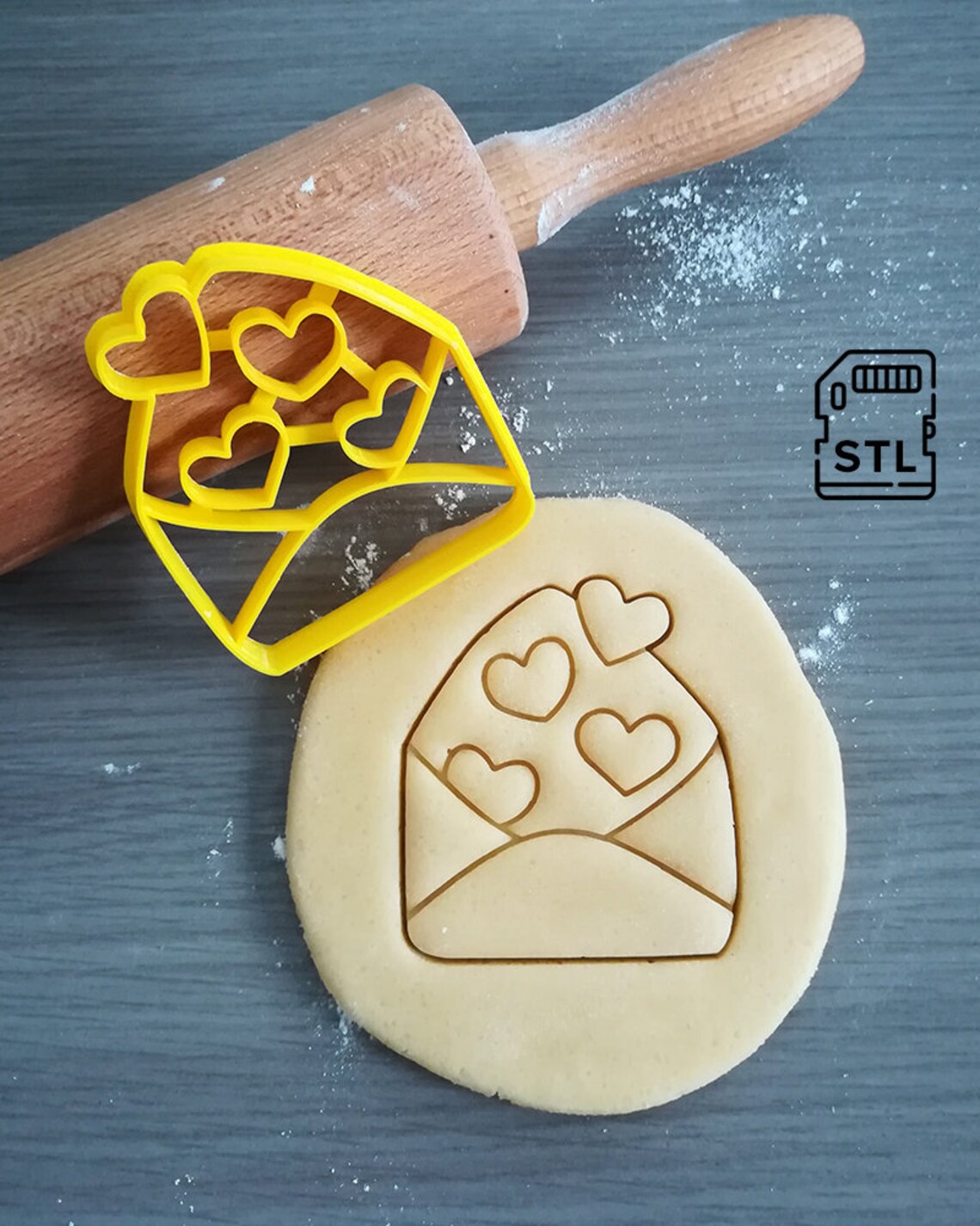 STL file Envelope with hearts love cookie cutter for 3D Etsy