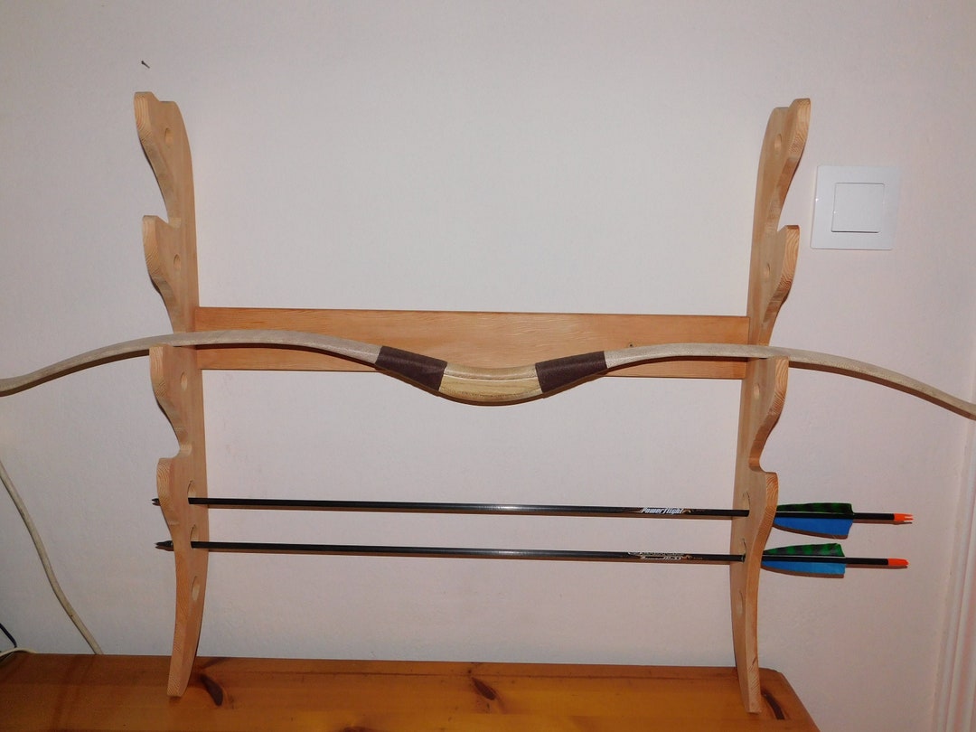 Traditional Wooden Bow and Arrow Rack for 4 Bows Etsy