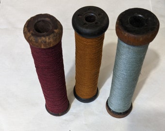 Set of 3 wood spools 7 inches tall