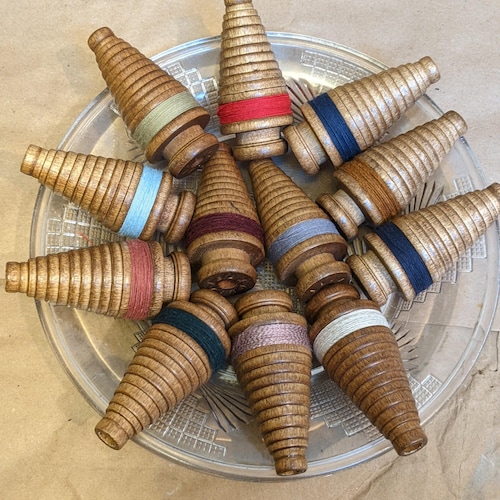 Christmas Tree-shaped Cop Shuttle Bobbin, Set of 12, 3" Tall