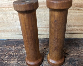 Set of 2 Wood Spools 7 x 2 Made by Abbott Machine Lawrence Mass