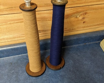 Textile Bobbin with thread  16" Tall x 4.5" @bottom 2.5" at top