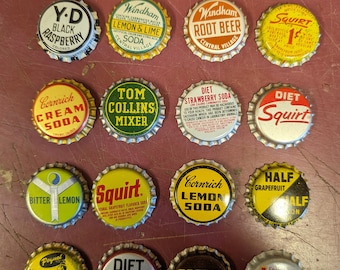 16 Different Vintage New Old  Stock Soda Bottle Caps