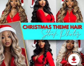 Fotos de archivo de cabello con tema navideño ACTUALIZADO, fotos de archivo de belleza de chicas negras, belleza de melanina, modelos de belleza, fotos de archivo de maquillaje, fotos de cabello con peluca