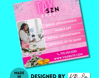 Tax Season Flyer, DIY Flyer, Tax Flyer Template, Tax Prep Flyer, Instagram Flyer, Social Media Flyer, Hair Flyer, Lash Flyer, Canva Flyer